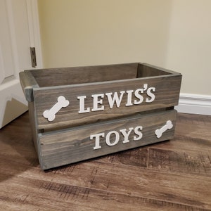 Personalized Large Wooden Dog Box | | Dog Box | Dog Toy Crate | Pet Toy Box | Pet Storage | Pet Accessories | Pet Name