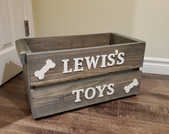 Personalized Wooden Dog Toy Box: Large Pet Storage Crate