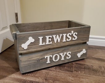 Personalized Large Wooden Dog Box | | Dog Box | Dog Toy Crate | Pet Toy Box | Pet Storage | Pet Accessories | Pet Name