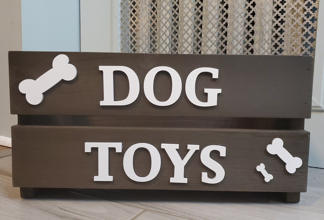 Large Wooden Dog Toy Box Dog Box Dog Toy Crate Pet Toy Etsy