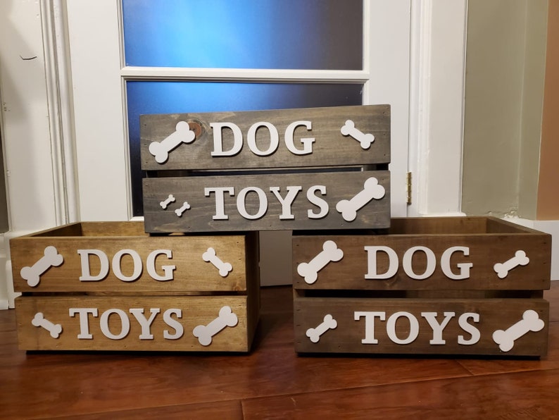 Wooden Dog Toy Box Dog Box Dog Toy Crate Pet Toy Box Pet Storage Pet Accessories image 2