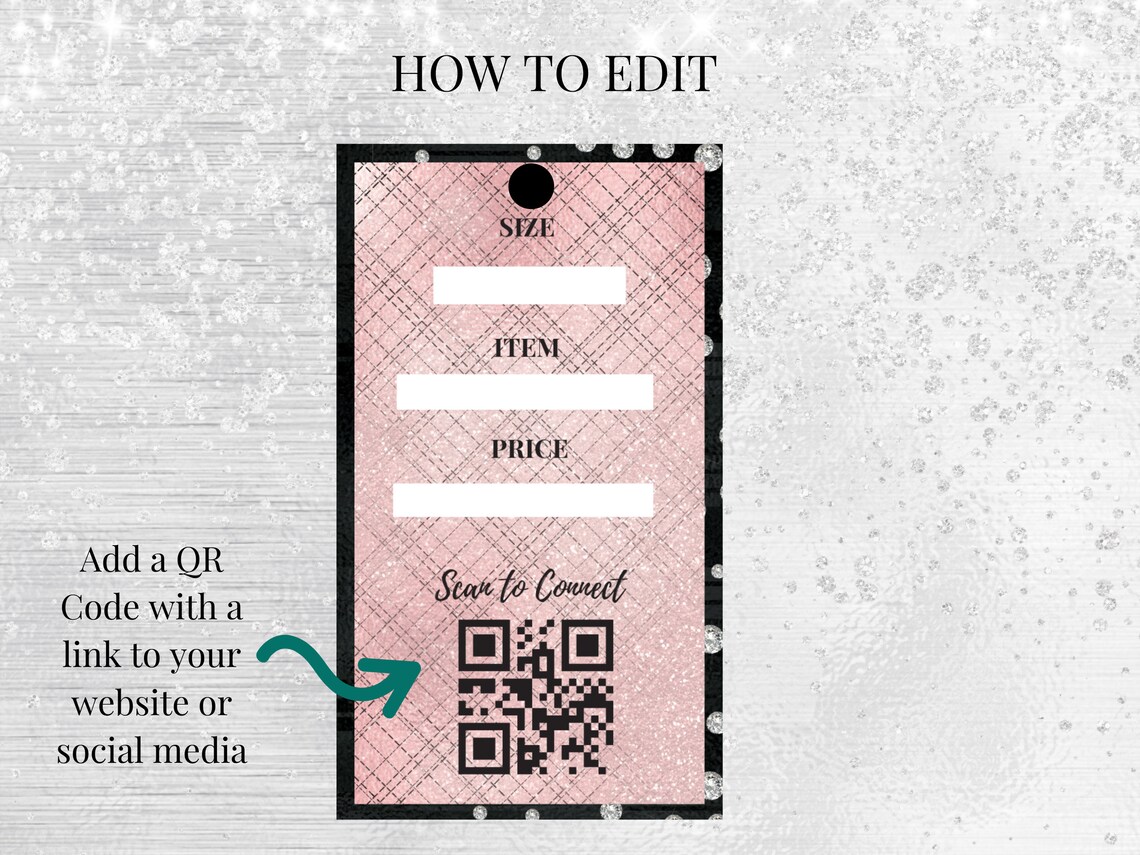 DIY Hang Tag with QR Code template PreMade Editable Etsy