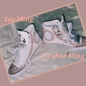 Embellished Converse Hi-Tops: Pink & Silver Swarovski Crystals, Quinceañera Shoes
