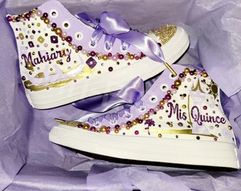 Custom High Top Converse for any special occasion including Quinceañera/ Mis XV años/ Sweet 16.