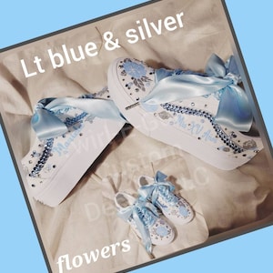 Roses, Pearls & Swarovski Crystal Custom Design bedazzled Vans for Quinceañera/ Mis XV años/ Sweet 16 or any Birthday