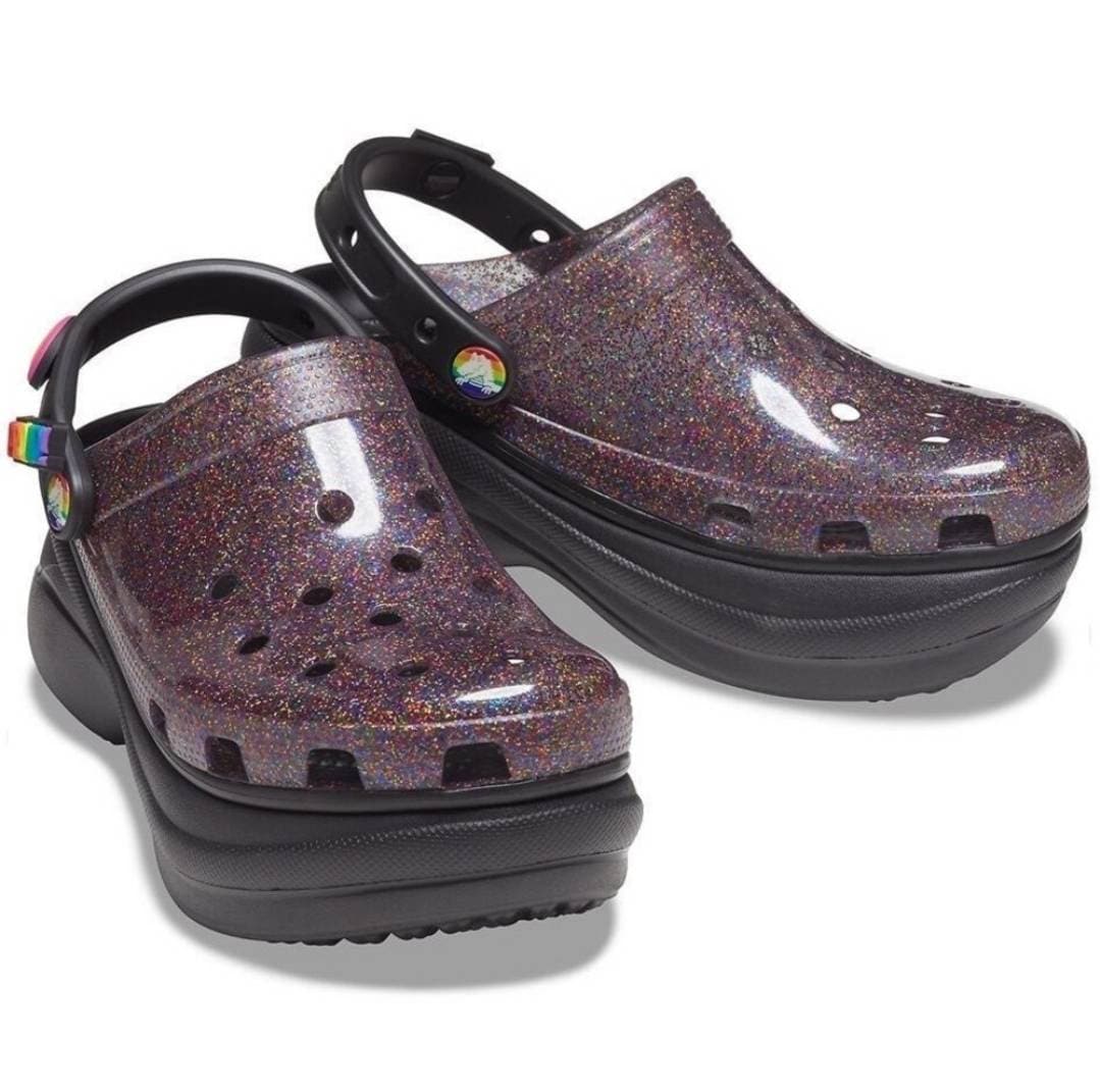 Pride Crocs, Unisex Size 9 Women/ 7 Mens, Black, Rainbow  display picture 3