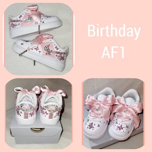 kids: Hand Painted, Midsection/ Swoosh Custom Design bedazzled AF1 from 4c - 2 yth.  (other sizes in different listing for adults)