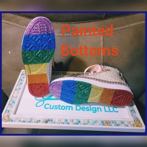 Custom Painted Bottoms for Special Occasion Converse Bride Hi-Top Converse/ Prom/ Quinceañera/ Sweet 16th/ Birthdays and Anniversary Parties