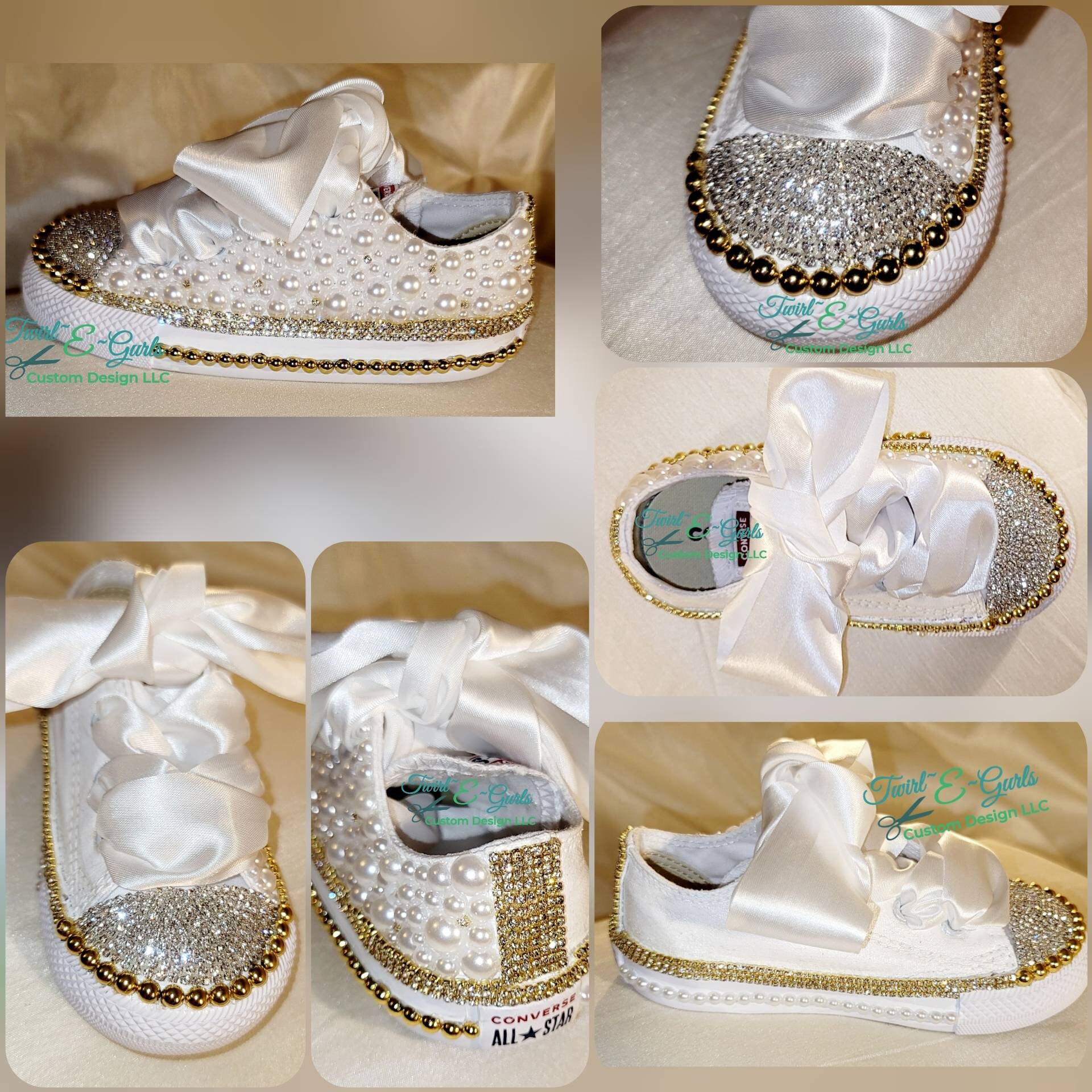 Sixteenth Birthday Converse Shoes Pearls & Swarovski Crystal