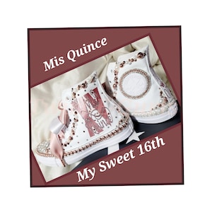 Pearls & Swarovski Crystal Custom High Top Converse for Your Quinceañera/ Mis XV años/ Sweet 16 or any Birthday Special Occasion