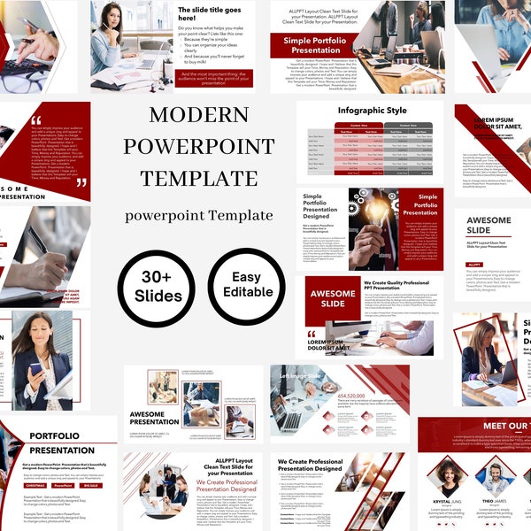 Modern Minimal Power point Template, Easy Editable Presentation, Company, Business, Portfolio, Professional Slides