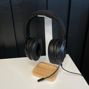 Headphone Stand, Steel and Wood Headphone Holder, Home Office, Headphones Stands, Handmade Holder for Gamers, and Digital nomads