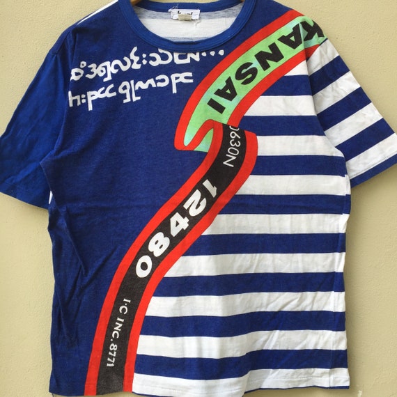 Abstract Art Print Men\u2019s Short Sleeve Kansai Yamamoto Shirt- Vintage 90/'s Size L