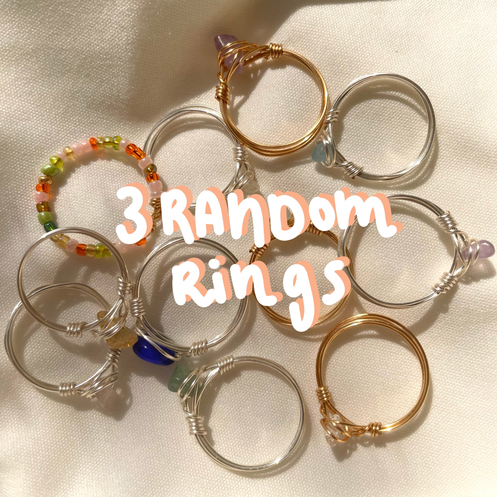 three random rings wire wrapped indie ring set