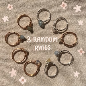 three random rings wire wrapped indie ring set