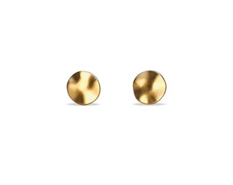 Hammered Disk Statement Gold Earrings