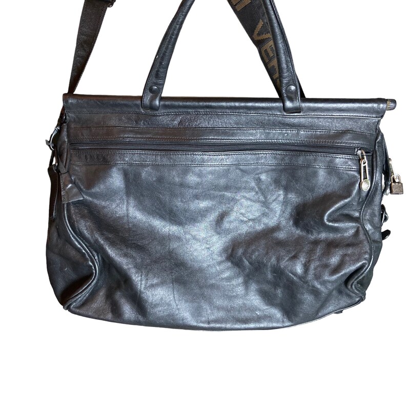 Vintage Gianni Versace Medusa Logo Leather Strap Duffel Bag / Travel