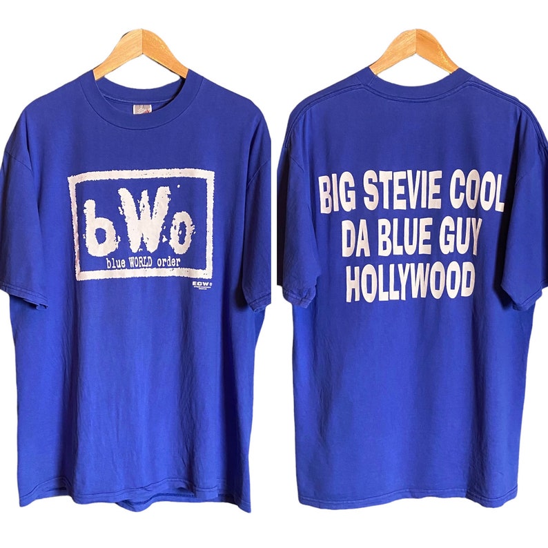 Vintage 90s BWO Blue Wold Order ECW NWO Wrestling T Shirt image 1