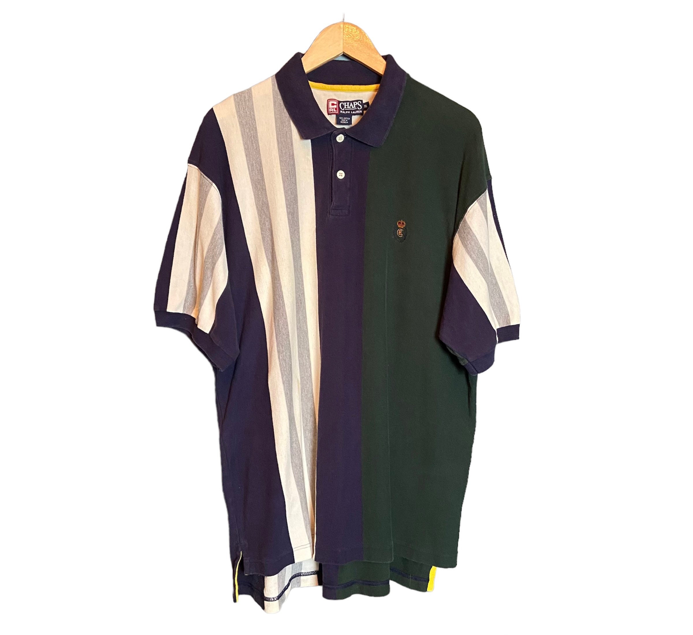 Vintage 90s Chaps Ralph Lauren Color Block Pattern Striped Polo