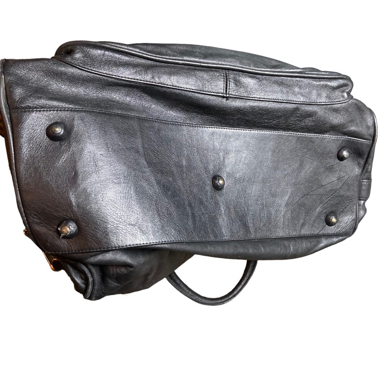 Vintage Gianni Versace Medusa Logo Leather Strap Duffel Bag / Travel