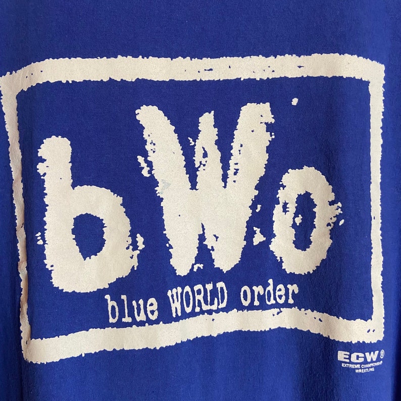 Vintage 90s BWO Blue Wold Order ECW NWO Wrestling T Shirt image 4