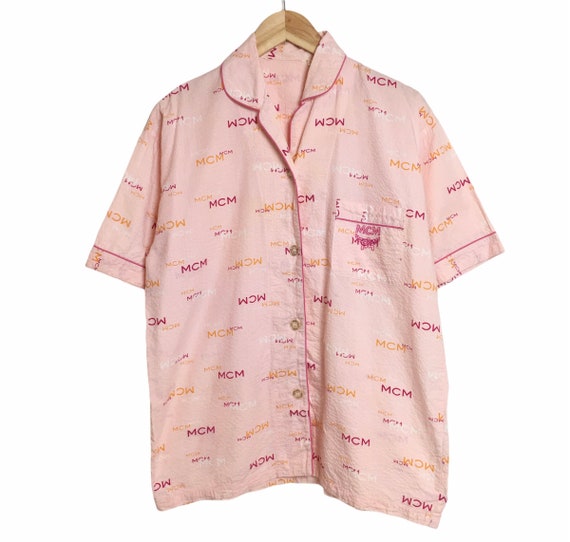 Vintage MCM Monogram Baby Pink Pajamas Shirt Etsy Ireland