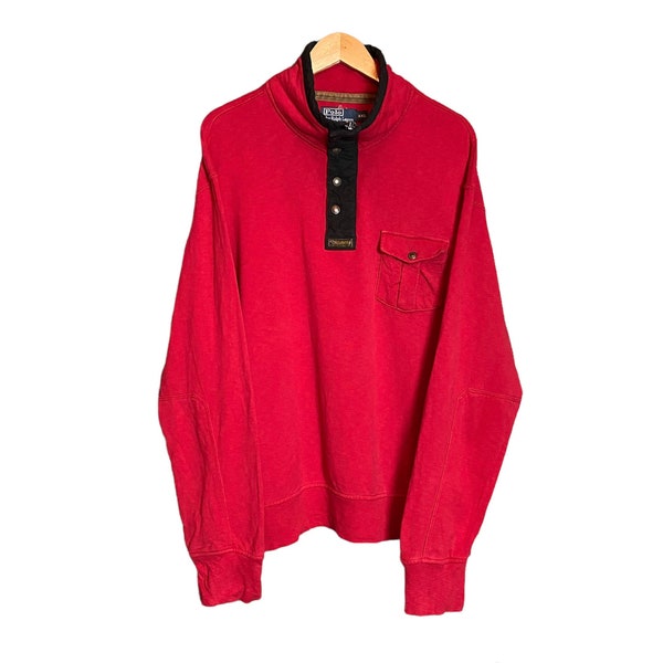 Vintage 90s Polo Ralph Lauren Half Zip Pocket Sports Sweatshirt / Men’s XXL