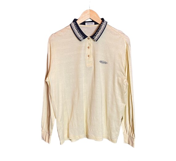 Missoni Vintage Monogram Embroidery Long Sleeve Polo Mens Etsy