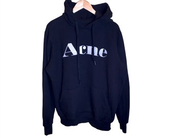 Acne Studios Spell Out Big Logo Ripped Hoodie Designer