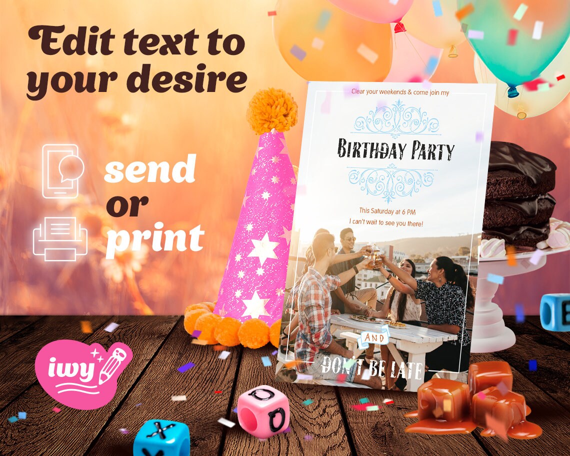 Birthday Party Invitation Card for Friends with Young People | Etsy