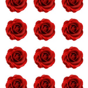 Red Roses | Pre-Cut Edible Images | Multiple Sizes for: Cake Pops, Oreos, Cupcakes, Apples, Strawberries, RKT, Cookie