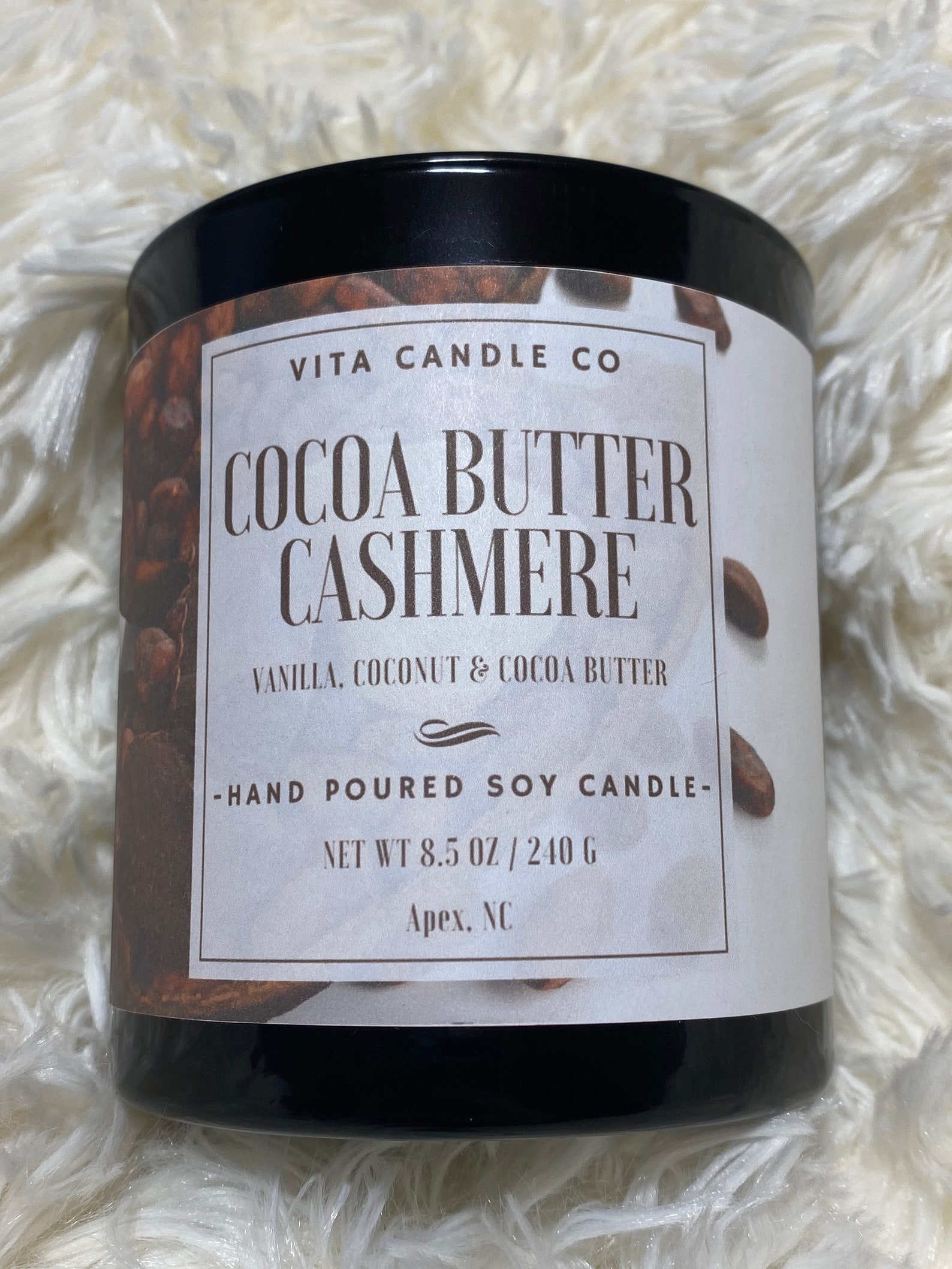 Cocoa Butter Cashmere Handmade 9oz Soy Candle, 100 Soy Wax, Gifts for Her, Gifts for Him