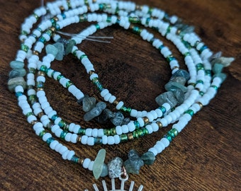 White green and bronze waistbeads