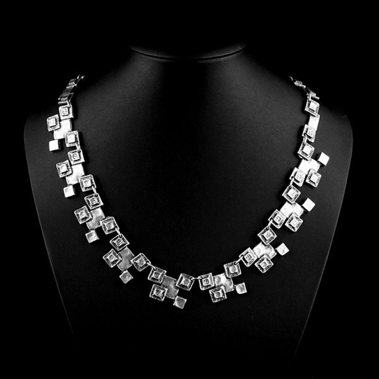 Square Charm Necklace Fancy Necklace Gothic Necklace Avant Etsy