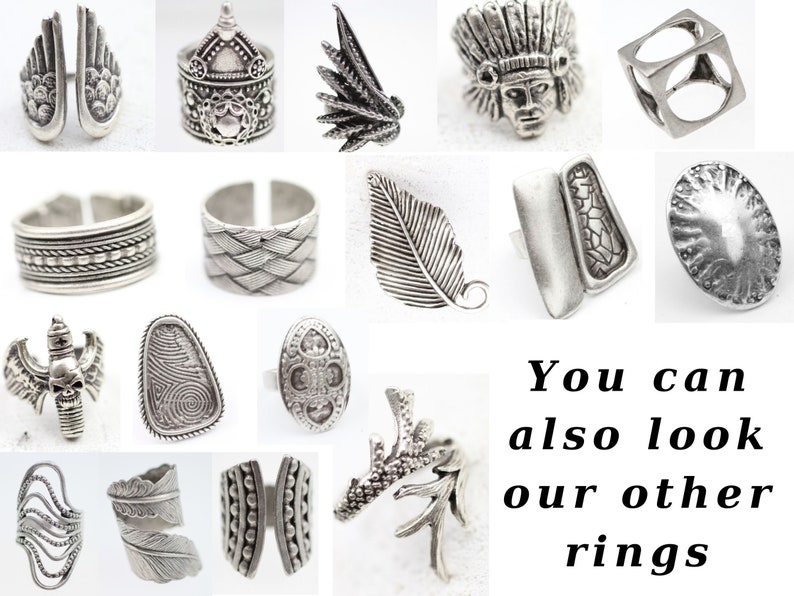 Gothic ring Half moon ring Modern ring Brass ring Antler ring Adjustable ring R4064 Large ring Symbol ring Spritual ring Boho ring