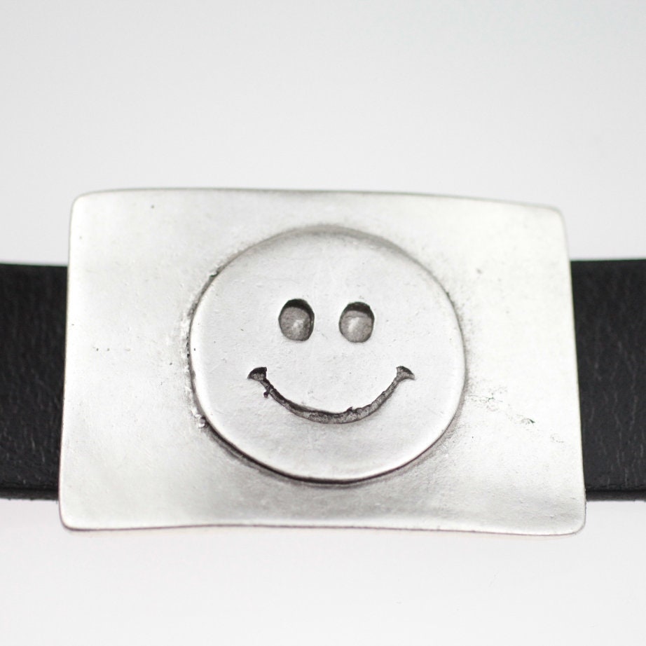 Face Belt Buckle Silver Smile 