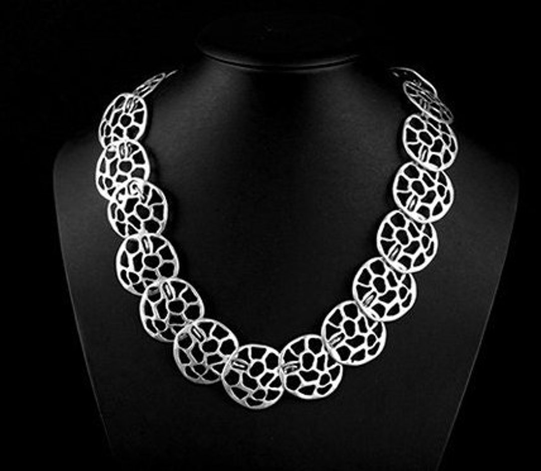 Filigree Necklace Ornament Necklace Silver Boho Necklace Etsy