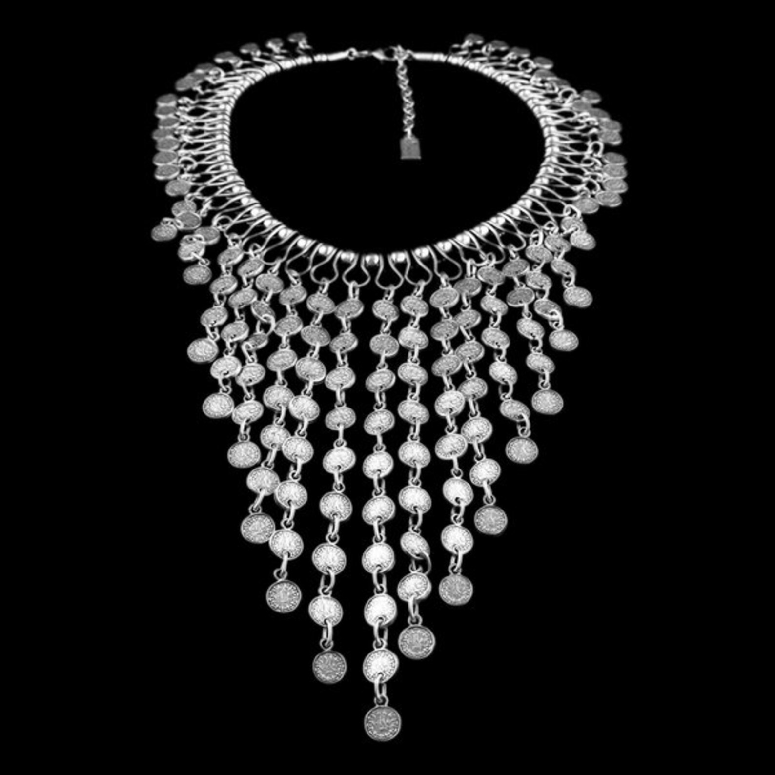 Silver Boho Necklace Coin Charm Necklace Talisman Necklace Etsy