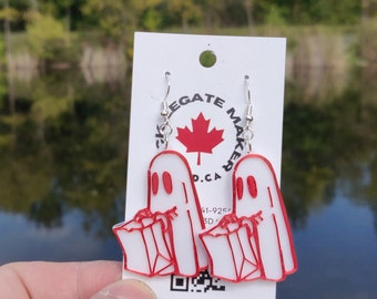 Leuke Ghost Trick-or-Treat 3D-geprinte Halloween Dangle Oorbellen