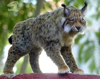 Realistic handmade one of a kind lynx art doll