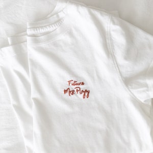Custom Mrs. Shirt Bridal Shower Gift | Personalized Hand Embroidered Shirt | Golden Yellow
