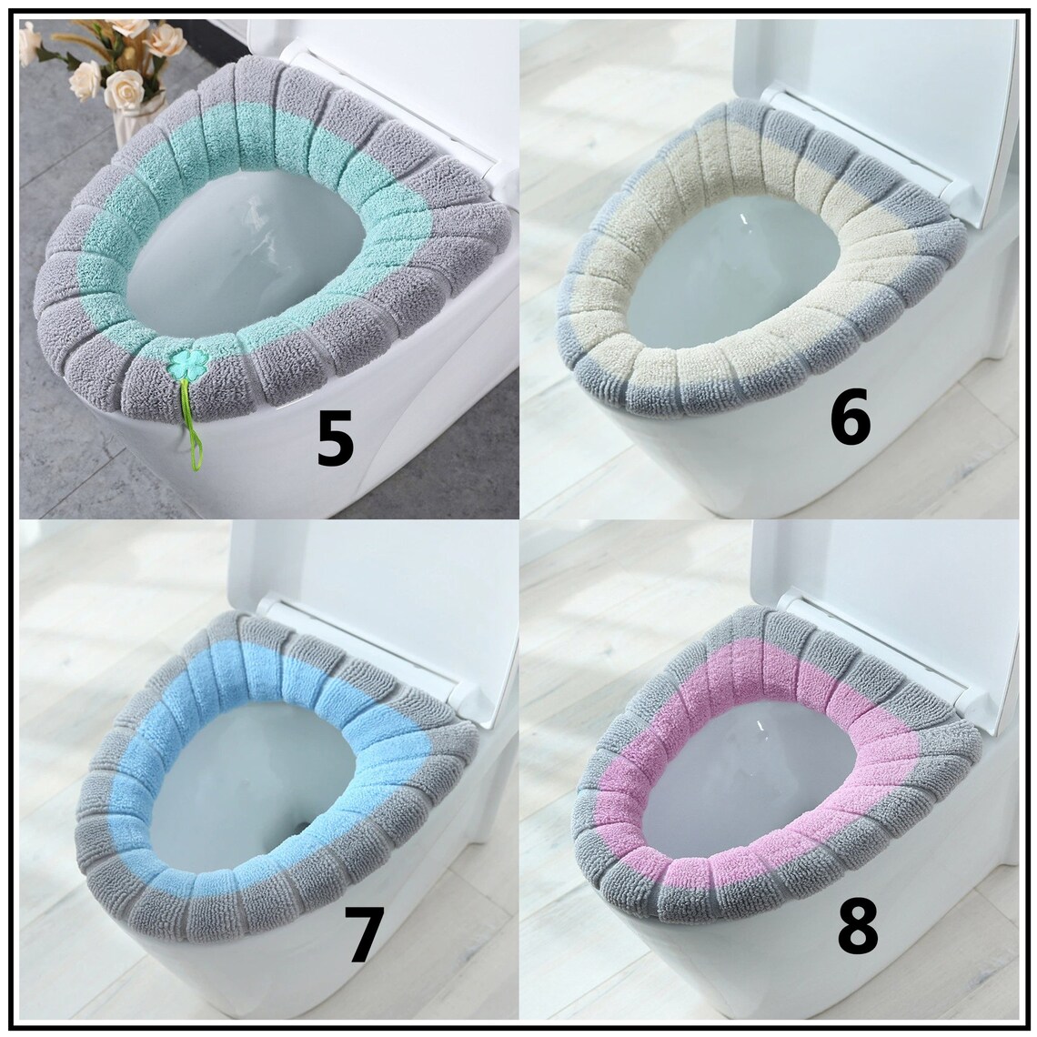 Multicolored Toilet Seat Cover Mat Bathroom Toilet Pad Etsy