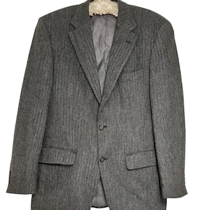 Vintage Herringbone Tweed Blazer: Men&#39;s Wool Jacket, Size M