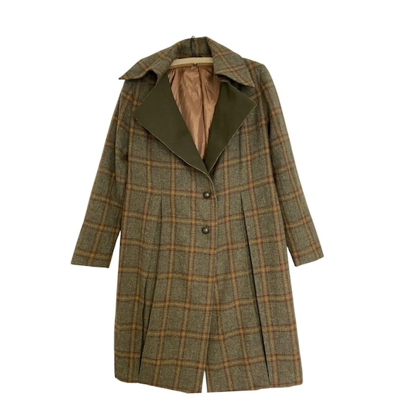Handmade Plaid Wool Trench Coat: 70s Retro Winter Outerwear - Etsy