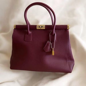 Vintage Italienische Ledertasche Bordeaux Handtasche