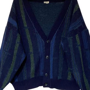 Vintage Geometric cardigan Dark blue oversized cardigan