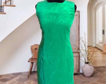 Vintage Emerald green  Velvet dress  Cotton velvet dress  Mini Bodycon S