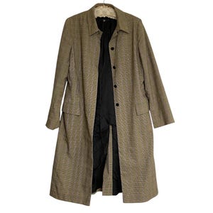 Vintage Beige Plaid Trench Coat by Coast London Long Raincoat Rare Cotton Blend