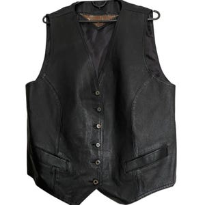 Vintage Black leather vest Women Leather Vest Biker Leather Vest