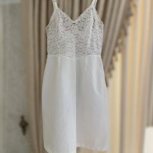 Vintage 60s-70s Nylon Slip Dress: St Michael Lace Trim Lingerie, Size Small